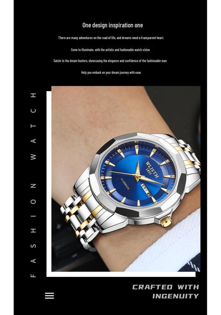 WOLIX Stylish Waterproof Couple's Quartz Watch with Stainless Steel and Calendar for Men & Women - Douyin Hot Seller