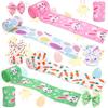 2 Pack Colorful Decorative Ribbons Easter Celebration Ribbon Polyester Texture for Easter Gift Wrapping and Home Decors