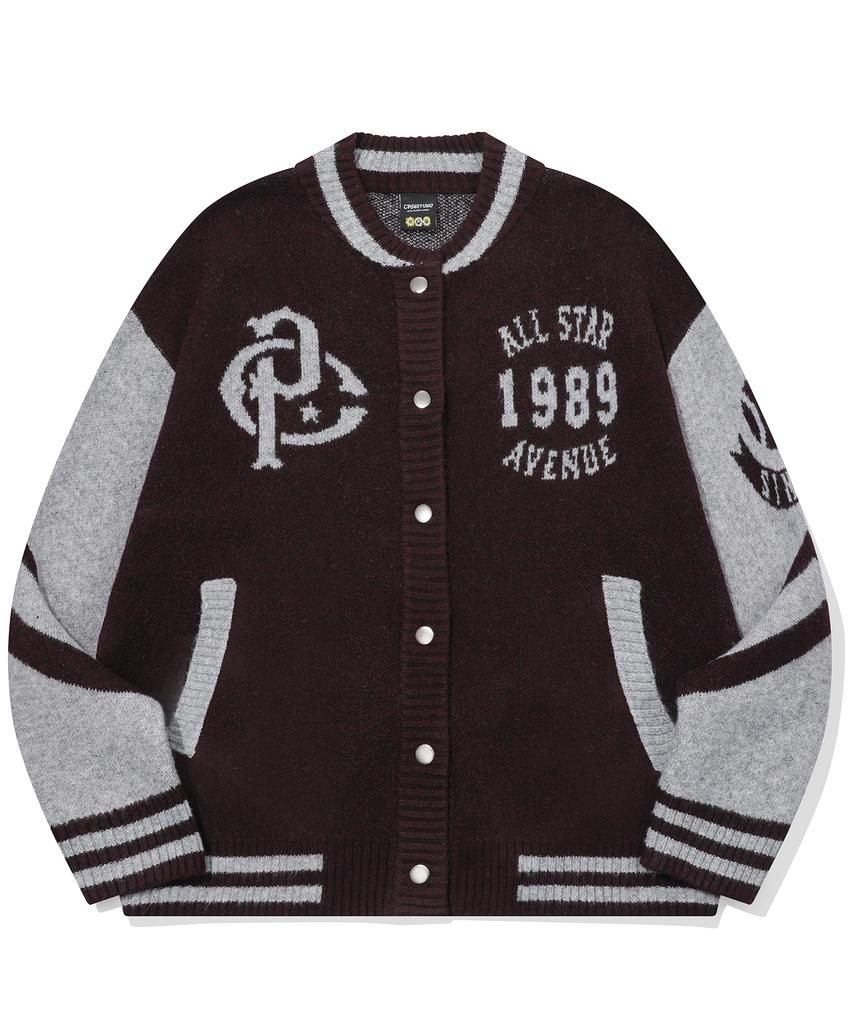 Cpgn Studio [2-Way] Varsity Snap Cardigan Burgundy