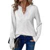 Women V Neck Long Sleeve Loose Fit Casual T Shirt