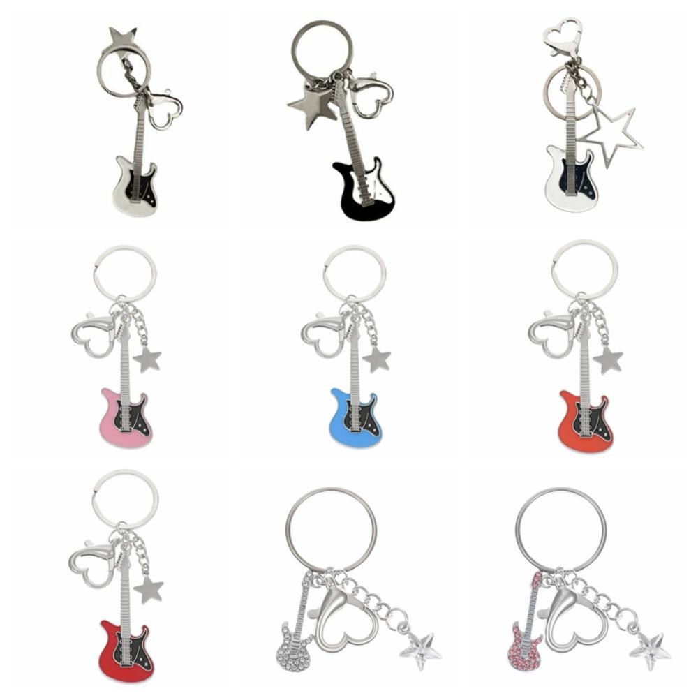 Guitar Guitar Keyring Star Musical Instrument Keychain Guitar Key Chain  Musician Jewelry Gift