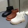 Youth White Faux Fur Mid Calf Boots Bow Detail Zipper Closure Slip Resistant Rubber Sole Lightweight