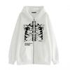 Cross-border new product spot skull wings hooded zipper sweater women's fleece thickened loose sports cardigan sweater women's