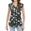 Women's Print Tank Top Button-down V-neck T-shirt Sleeveless Loose Fashion Top