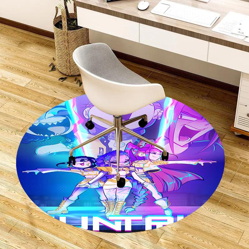 1pc Vibrant Anime Characters Round Carpet, Made of Polyester,Perfect for Decorating Office Chairs, Living Rooms
