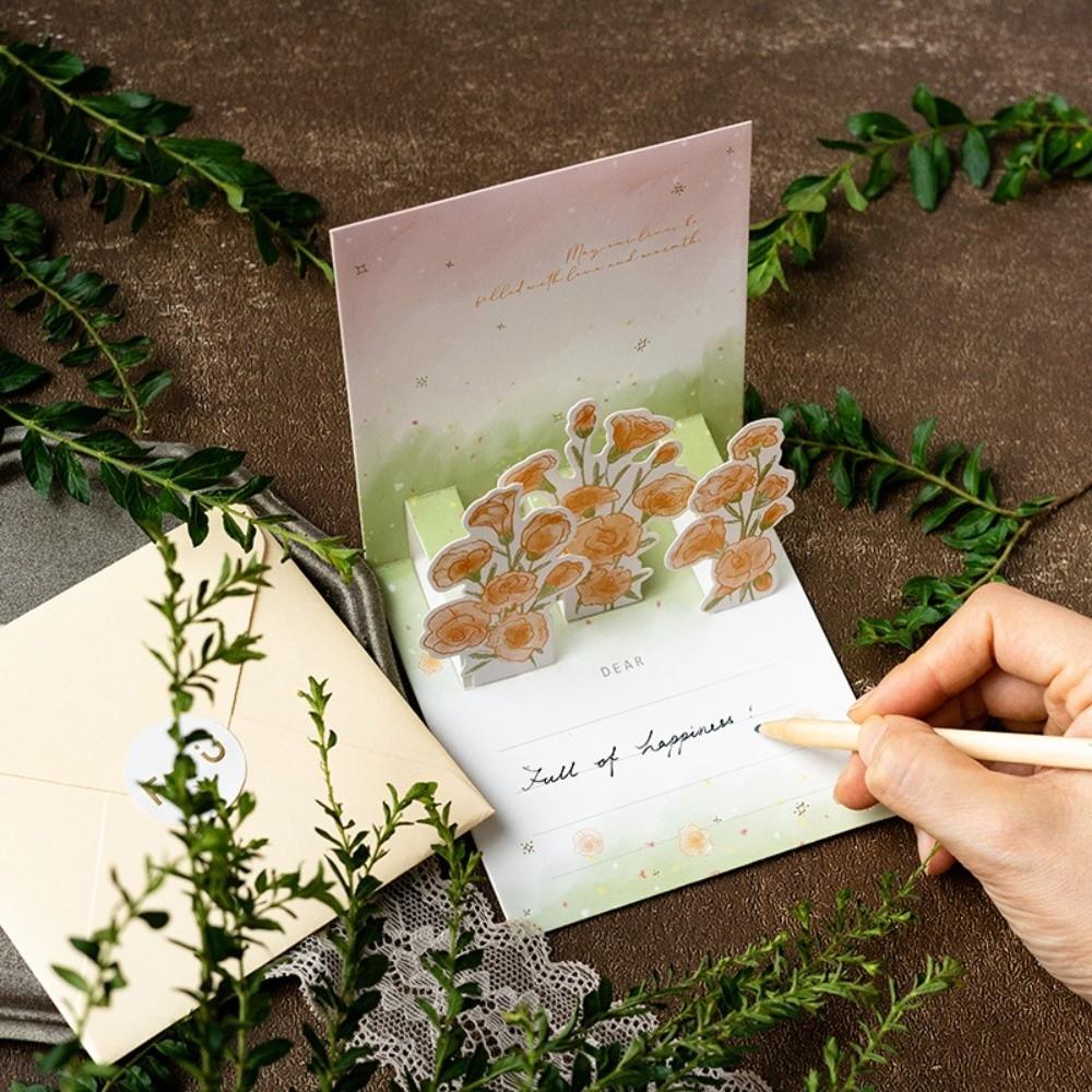 Surprised Pop Up Love 3D Greeting Card with Envelope Flower Valentine's Day Card Rose Greeting Card Happy Birthday