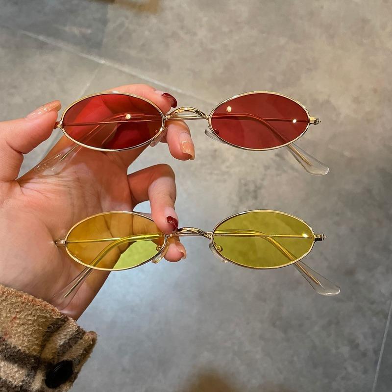 New Unisex Retro Small Frame Oval Sunglasses Fashion Design Sun Glasses Summer Vintage Shades Eyeglasses Women'S Fashion Glasses