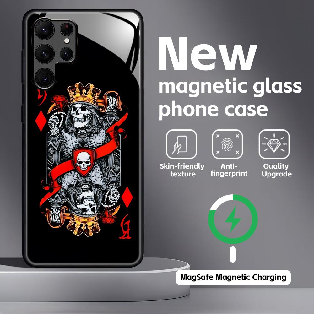 poker Phone Case For Samsung S26 S25 S24 S23 S22 S21 Plus Ultra Note20 Glass Magnetic Case