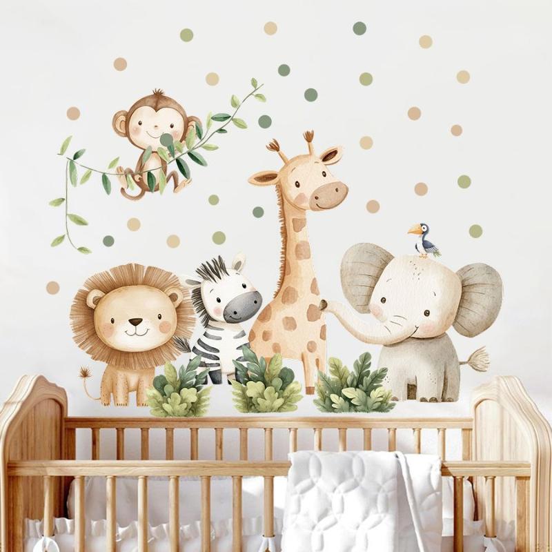 Cartoon Waldtiere Wandaufkleber Für Kinder Kinderzimmer Mädchen Junge Babyzimmer Dekoration Elefant Giraffe