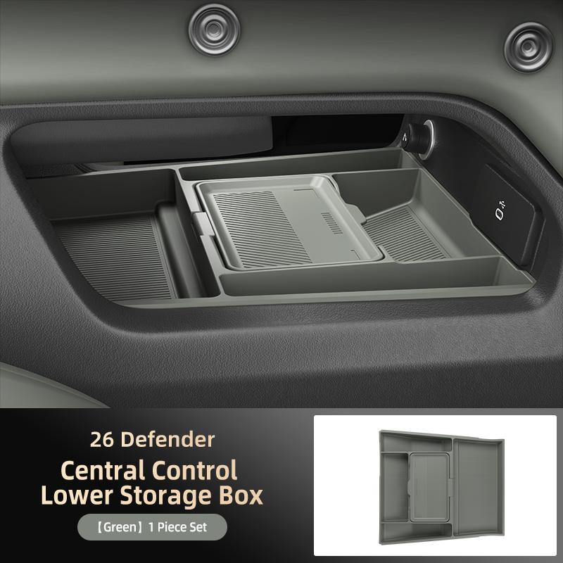 For Land Rover Defender 2025 2026 Central Control Storage Box Double Layer Waterproof Anti-Slip Car Organizer with Privacy Cover