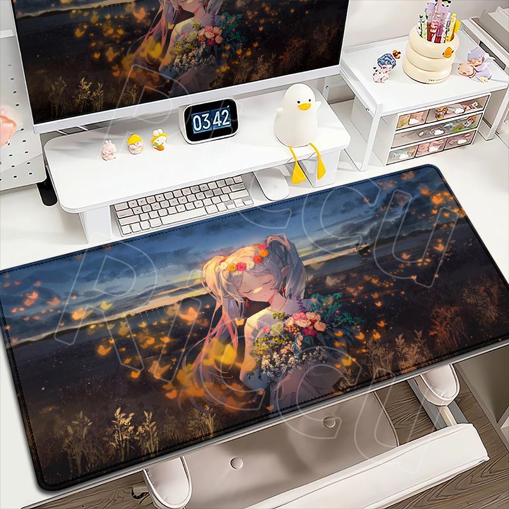 HD Printing Frieren At the Funeral Mousepads Anti-Slip Rubber Bottom Mousepad Large Size Esports Games Office Desk Pad Table Mat