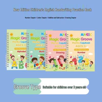 Children's English Groove Hard Pen Copybook: Magic Practice and Pen Control Training for Painting