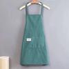 Tablier de cuisine à bretelle fixe Tout assorti Coton Rayé Imprimé Long Tablier de Chef de Cuisine Articles Ménagers