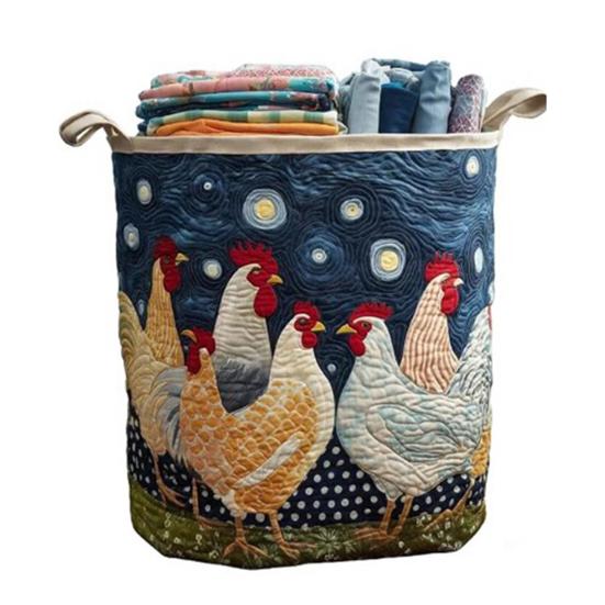 Quilted Laundry Basket Fabric Floral Storage Basket with Handles Boho Clothes Basket for Laundry Nursery Bedroom Garments Kids Toys