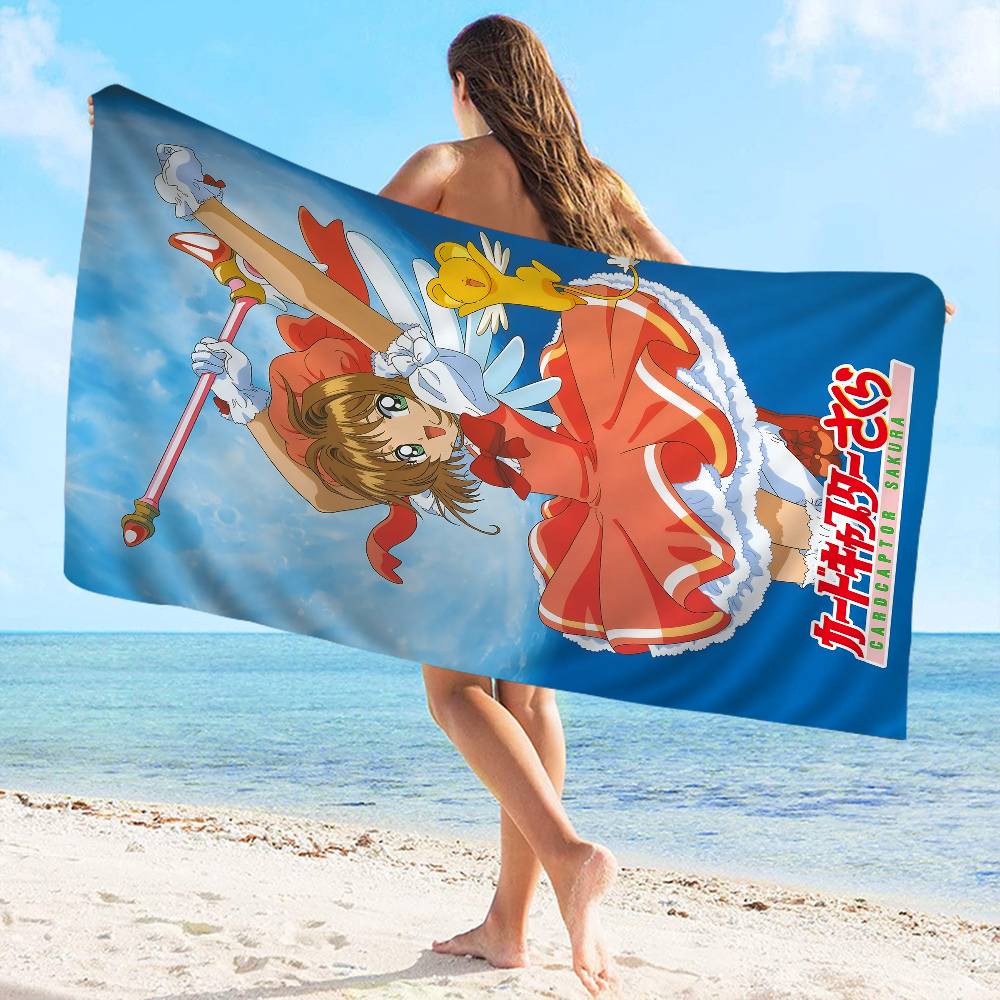 Anime C-Cardcaptor Sakura Microfiber Blanket Quick Drying Beach Towels Oversized Printing Super Absorbent Pool Towel Blanket