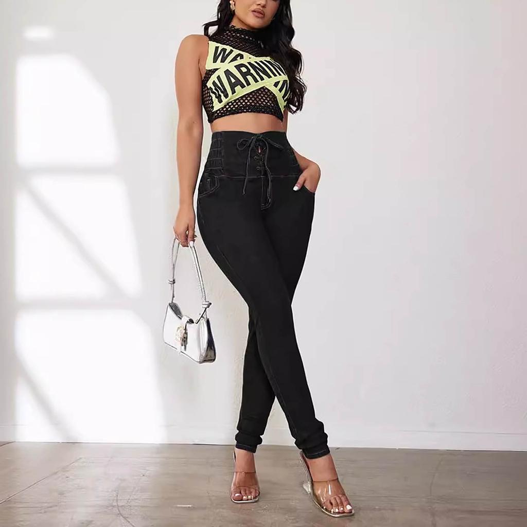 Women's Fashion Washed Jeans Women's Slim-Fit Temperament Micro Pants