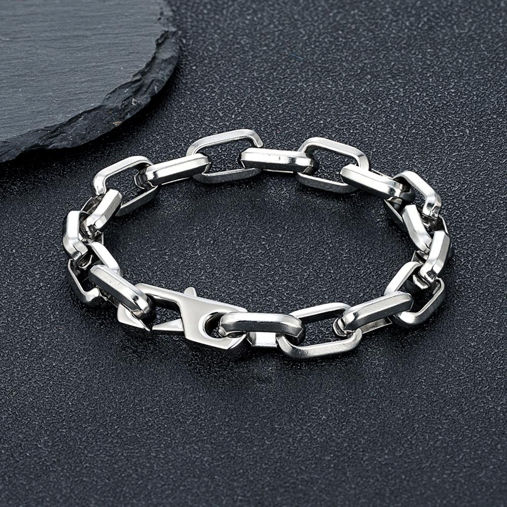 2025 Simple Personalized Rectangular Chain Bracelet for Men and Women Retro Motorcycle and Motorcycle Bracelet Jewelry