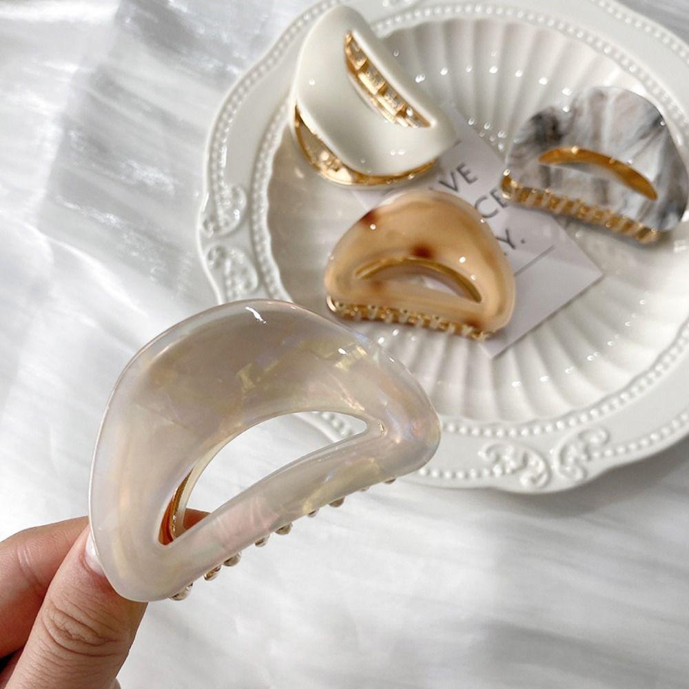 Hollow Out Mini Hair Claw Elliptic Acetic Acid Barrettes Retro Acetate Hair Clips  Daily