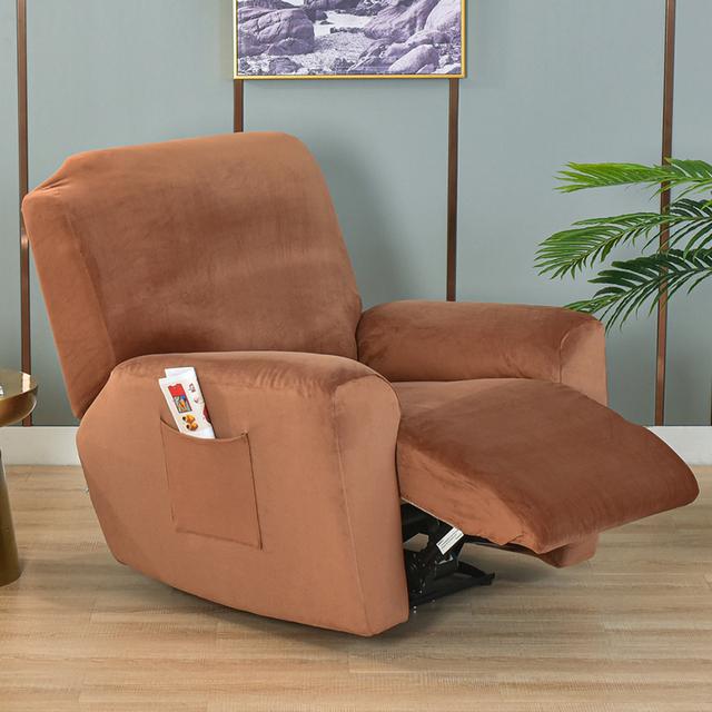 Wing Chair Cover Velvet Plush High Stretch Slipcovers For Wingback Chairs Slipcover Washable Armchair Protector Cover