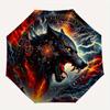 1pc A Fiery Wolf amidst Celestial Symbols Pattern Automatic Umbrella is Fashionable and Good-Looking,  Suitable for Travel and Daily UseC014