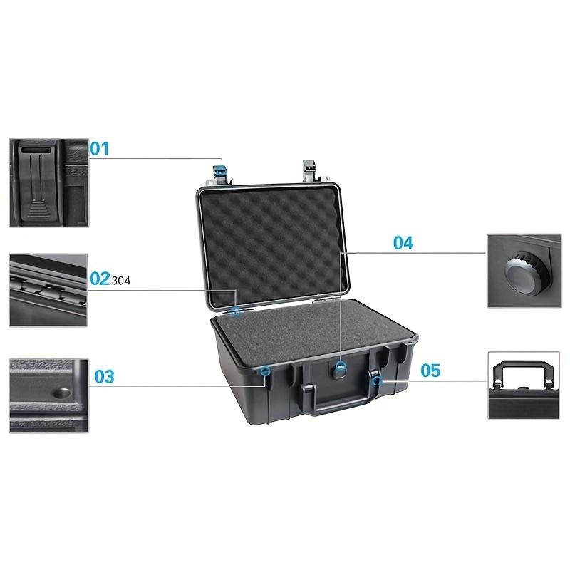 Portable Tool Box with Shock- Proof Sponge, Water Proof Grade IP67, Waterproof Hard Case with Foam Insert, Explosion Proof Box