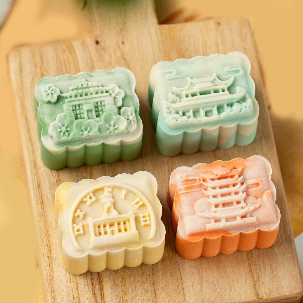 Forma na měsíční koláčky 25/50G se 4 vyměnitelnými razítky Funkční pečicí forma na sváteční sušenky a dezerty