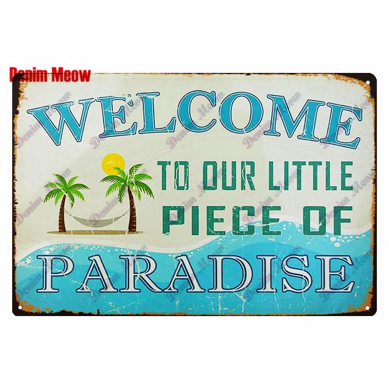 Retro Pool Rules Metal Sign Tin, Vintage Summer Swim Happy Place Plates, Wall Sign, Bar & Grill, Pub Decor, WY51
