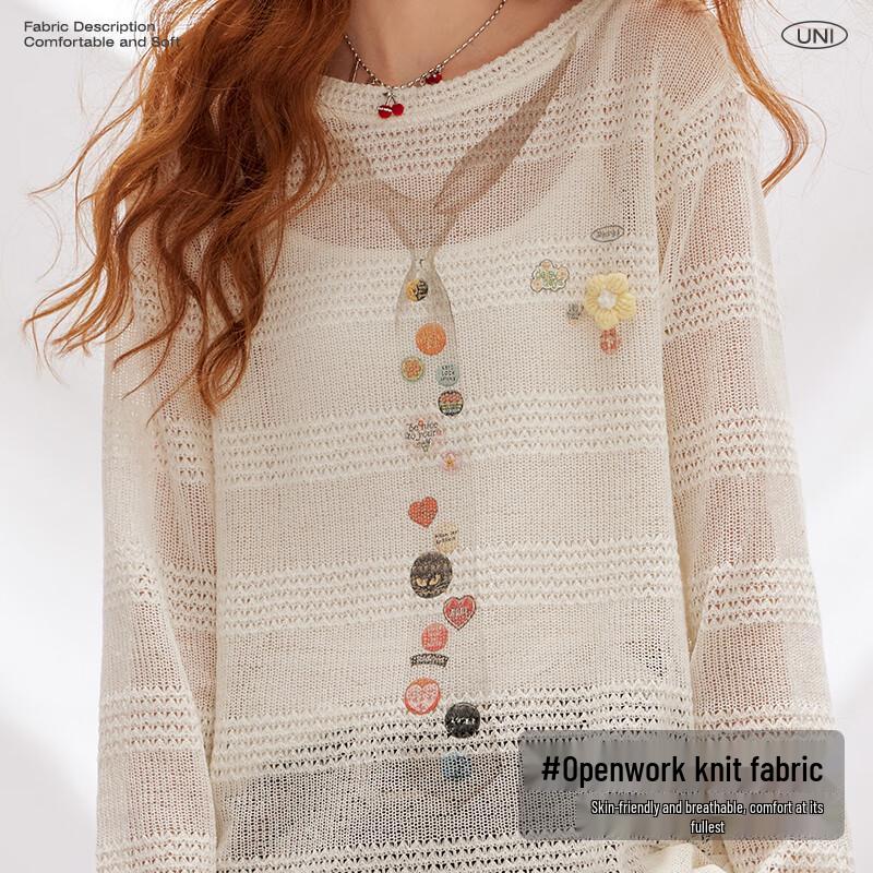 UNIFREE Women's Hollow Knit Pullover Top