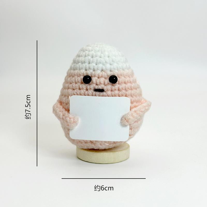 Funny Crochet Emotional Support Bear Doll With Card Desktop Ornament Handmade Knitted Pig Dolls Christmas Gifts Home Decoration