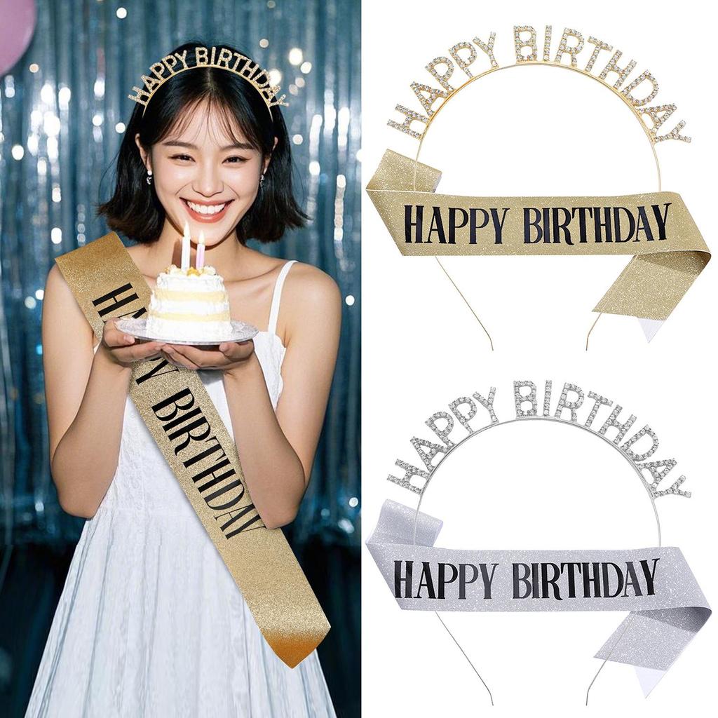 Birthday Celebration Headband, Hair Clip, Sash, and Baking Gift Set - Perfect Photo Props and Decorations for Girls