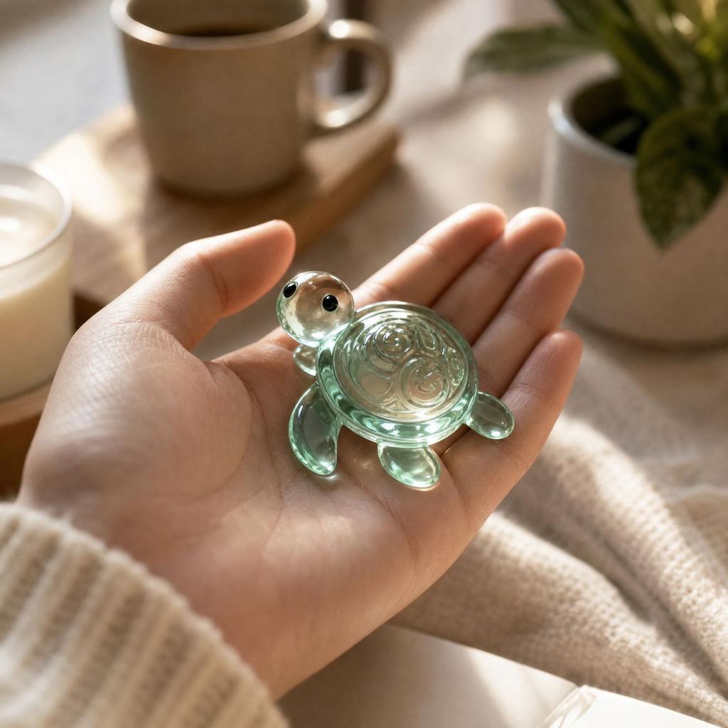Pocket Turtle Figurine, Portable Desk Ornament Gift for and Family