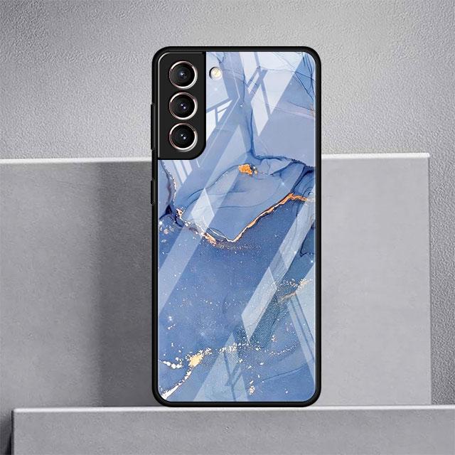 Luxus-Cool-Glashülle mit Marmormuster für Samsung Galaxy S22 S20 FE S21 Plus Telefonabdeckung S10 5G S9 Note 20 Ultra 10 Lite Shell