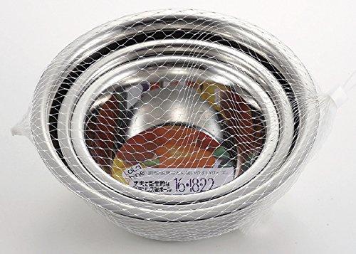 Pearl Metal Stainless Steel Bowls, 3-Piece Set, 16, 18, and 22cm, LaLa Shine, H-5371