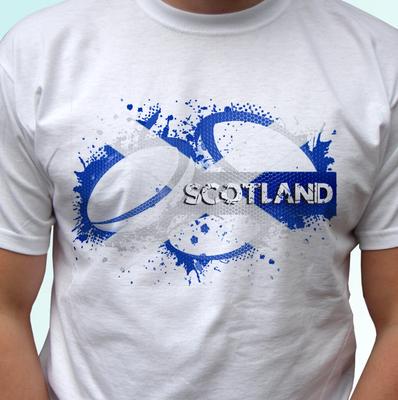 Scotland Rugby Flag White Kids Boys T-Shirt Rugger Top Tee Football Gift Design All Sizes