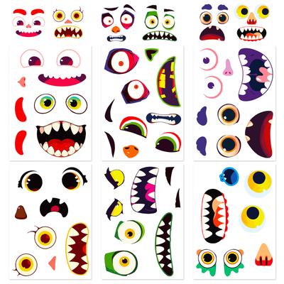 6 fotografií/balení Halloweenské samolepky s emotikony DIY Dekorativní samolepky na obličej dýně Párty Párty Samolepky pro interakci rodič-dítě