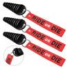 Portable Small Black Exhaust Silencer Pipe Wash Plug with Embroidery for Key Holder Red RIDE OR DIE Keychain