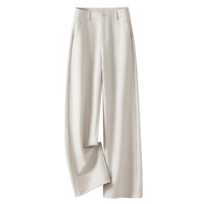 Dámské splývavé kalhoty s vysokým pasem a širokými nohavicemi - Zeštíhlující, ležérní, kalhoty s rovnými nohavicemi