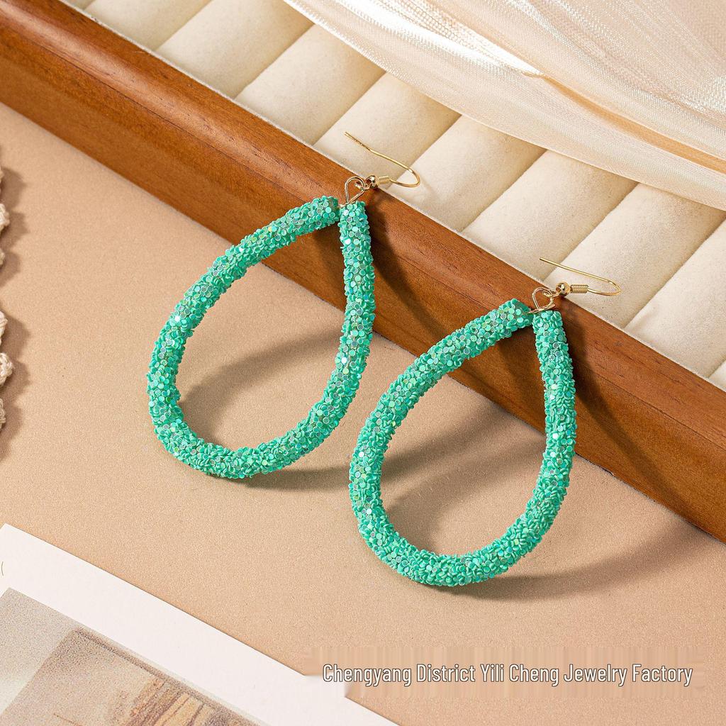 Summer Korean Style Geometric Oval Dangle Earrings - Women's Fashionable Small Fresh Gift