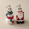 Bouteille en Céramique Peinte pour Noël Distributeur de Savon Liquide Désinfectant pour les Mains Shampoing Hydratant Distributeur à Pompe pour Hôtel Accessoires de Salle de Bain