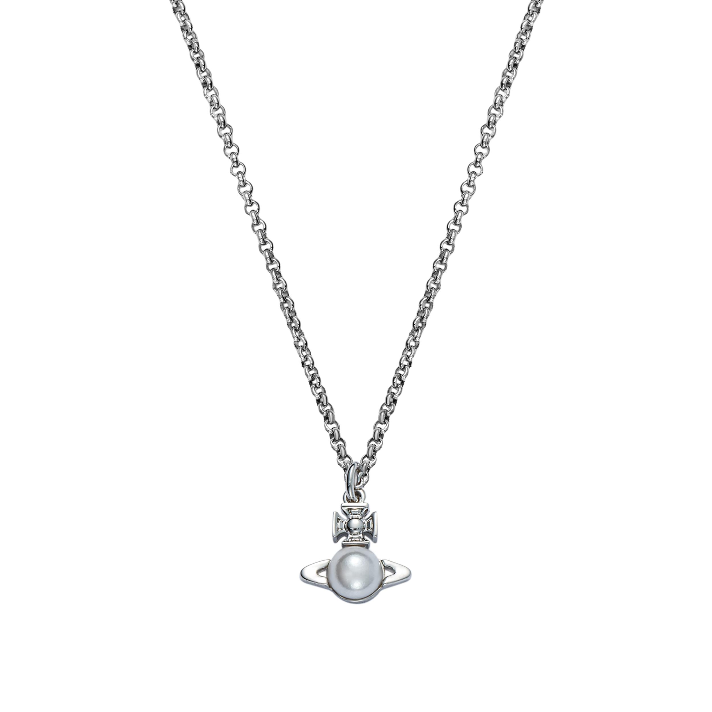 Vivienne Westwood Balbina Pendant Necklace Saturn Pearl Women necklace Silver Brass 6302032302P118P118 Box