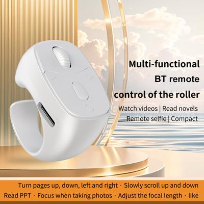 Scrolling Bluetooth Wireless Camera Shutter Multi-Function Selfie Button Mouse Fingertip Remote Control Page Turner for Camera