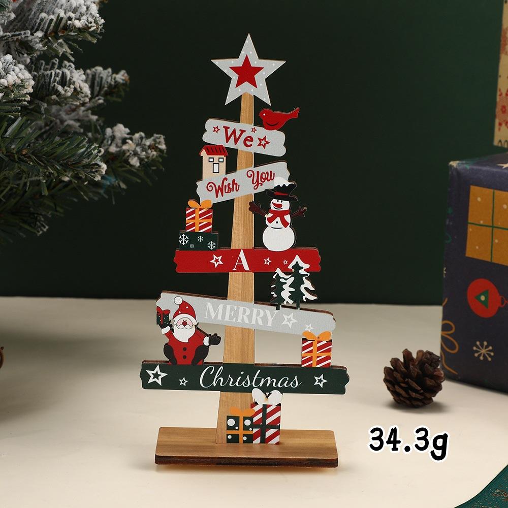 

Christmas Tree Wooden Desktop Ornament Christmas Decorations Santa Claus Snowman Party Gift white