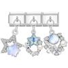 Y2K 3PCS Colorful Crystal Zircon Pendant Moon Star Bow Italian Charm Links Stainless Steel Fit 9mm Bracelet Jewelry DIY Making