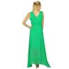 Bimba Women Long Green Maxi Half Lined Dress Hand Beaded Neck Sleeveless
