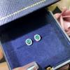 100% Natural Emerald Stud Earrings Luxury Style 3*4 Mm 925 Silver Colombian 0.5ct