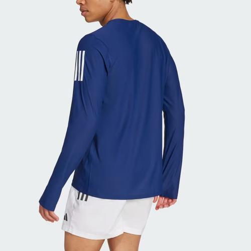 adidas Casual Crew Neck Long-Sleeve Running T-Shirt for Men, Dark Blue
