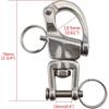 Keehui Pair of 2-3/4inch Jaw Swivel Snap Shackle 316 Stainless Steel for Sailboat Spinnaker Halyard