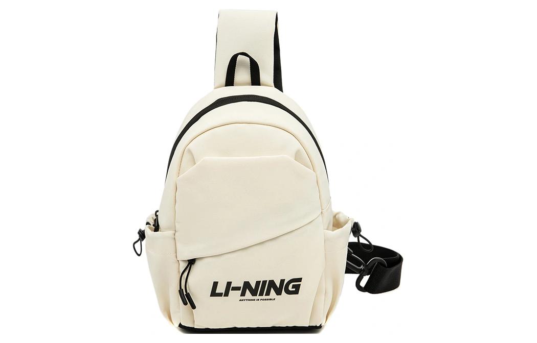 Li Ning Sports Life Collection Polyester One Shoulder Crossbody Sling Bag Regular Unisex Ecru ABDU167-1