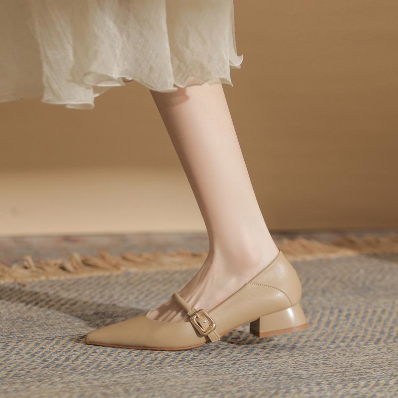 

Ретро остроносые туфли-лодочки на низком толстом каблуке женские 25 весна новый темперамент туфли с открытым верхом туфли Мэри Джейн с ремешком туфли-лодочки 40 абрикосовый