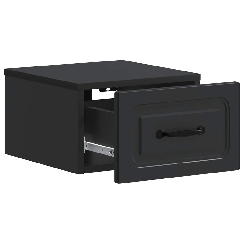 Wall Mounted Nightstand Black 34.5 X 33 X 20 Cm